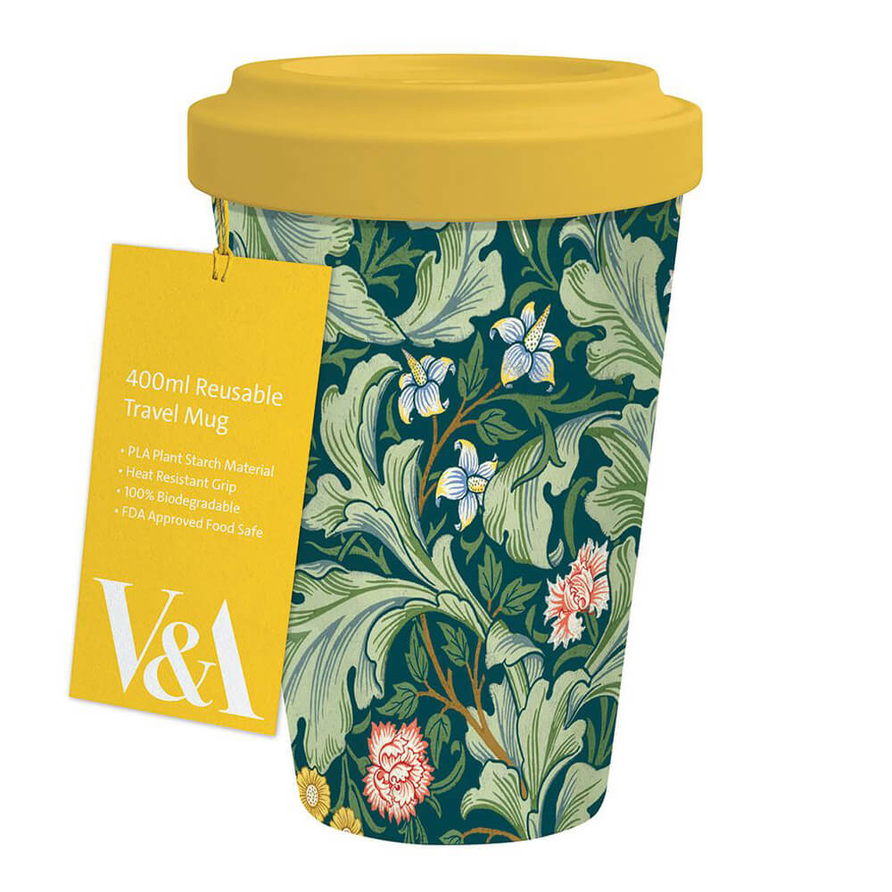 V&A William Morris Leicester Wallpaper Reusable Travel Mug 400ml